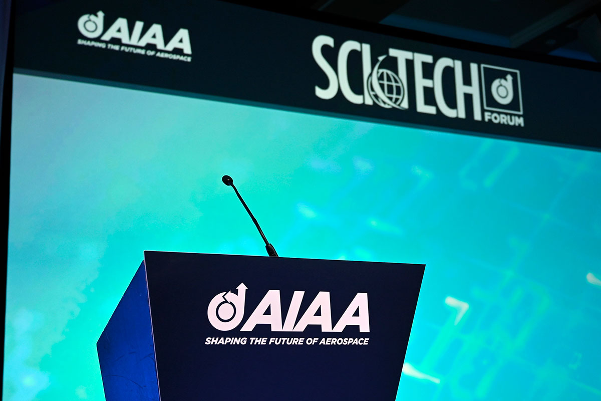 Lectern is open for the next speaker at the 2023 AIAA SciTech Forum